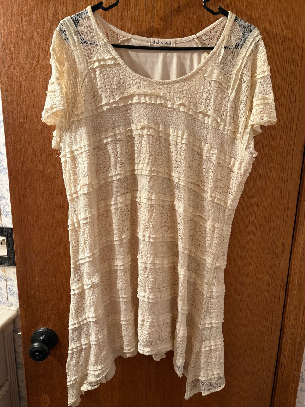 Indigo Soul Swim Coverup Ivory Stretchy Lace Elegant 2X 2XL